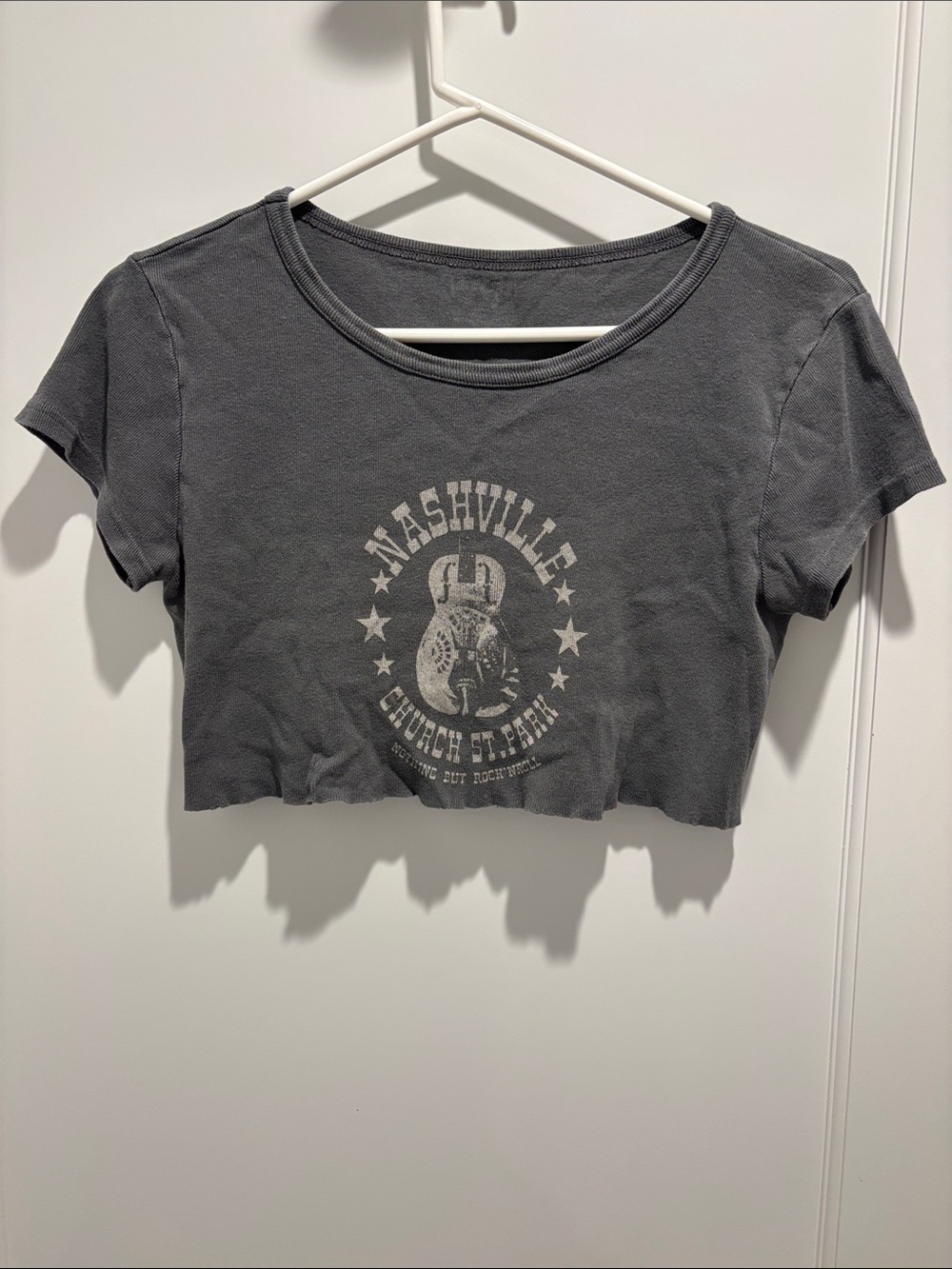Brandy Melville Black Nashville Graphic Crop Tee